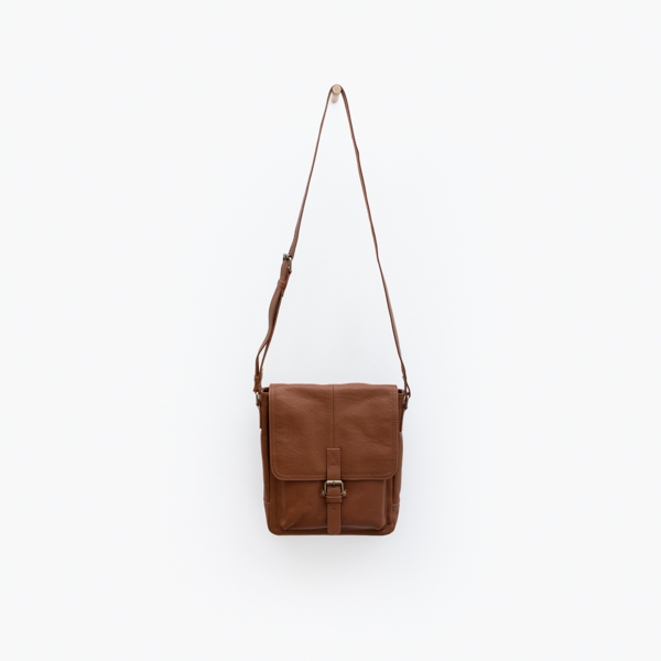 An image of Leather Cross Body Bag, Brown