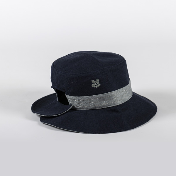 An image of National Trust Reversible Linen Hat, Navy and Blue