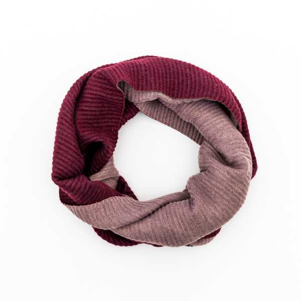 An image of Pleated Two Tone Burgundy Snood