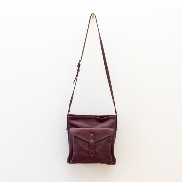 An image of National Trust Leather Cross Body Bag, Burgundy