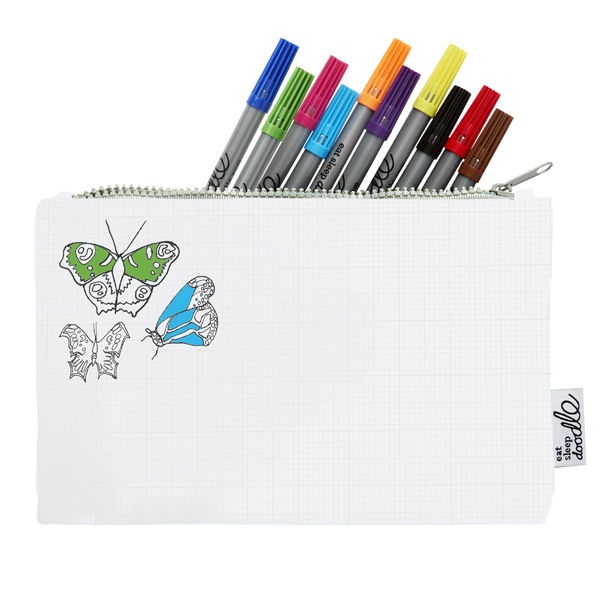 An image of Eat, Sleep, Doodle Butterfly Pencil Case