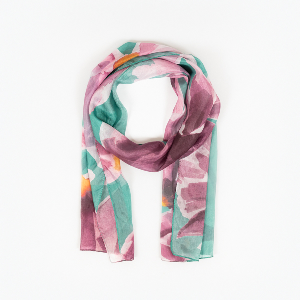 An image of National Trust Magnolia Blossom Silk Scarf