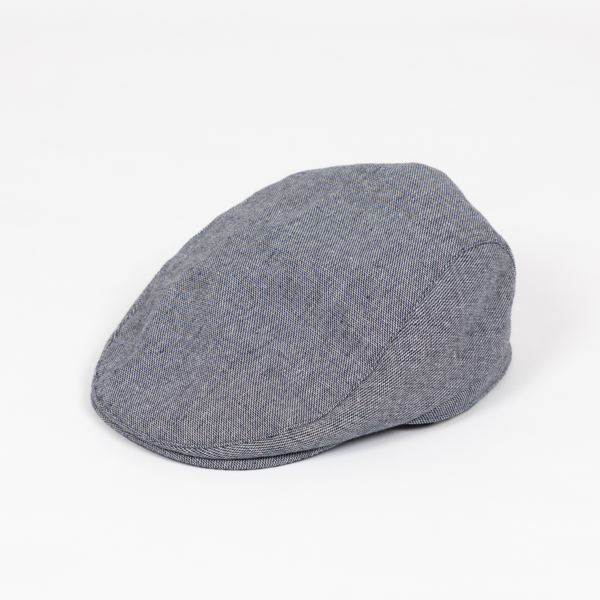 An image of National Trust Blue Linen Flat Cap M/L