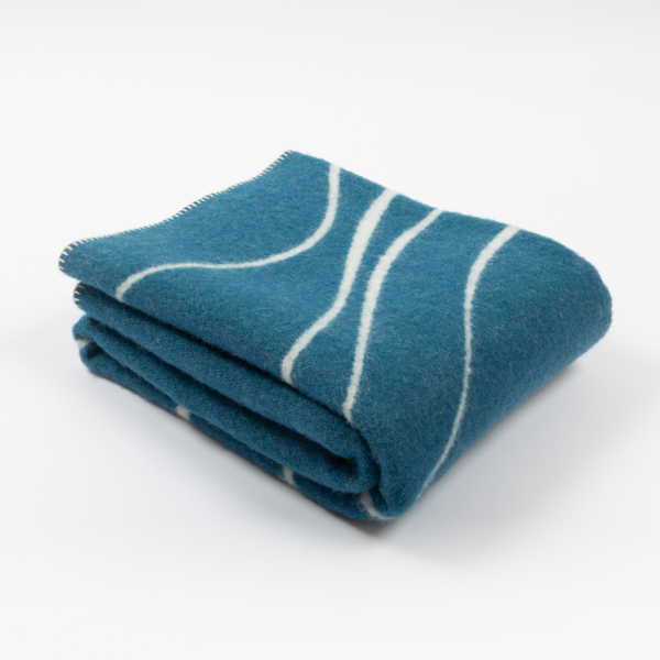 An image of National Trust Jacquard Marine Wave Throw