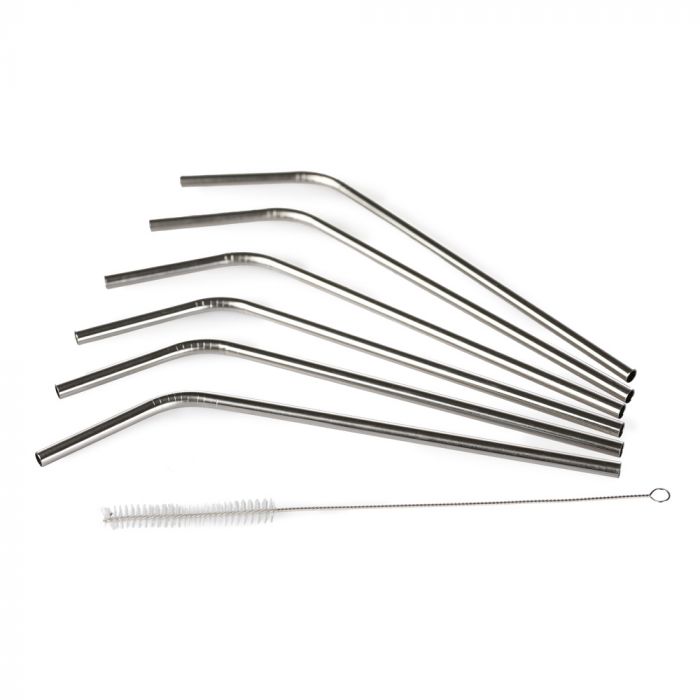 National Trust Reusable Drinking Straws, Set of 6 with Cleaning Brush