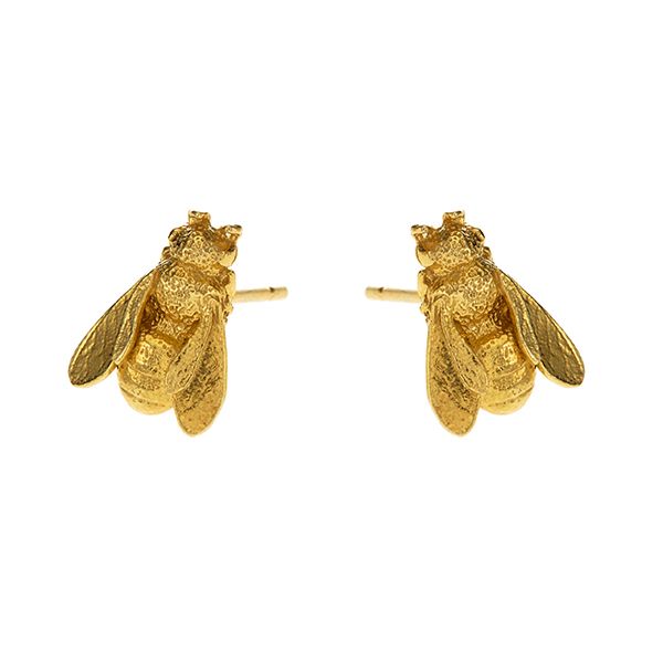 Alex Monroe Honeybee Stud Earrings, Sterling Silver 22ct Gold Plate