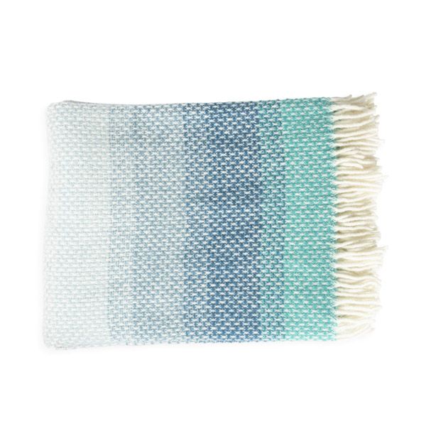 National Trust Ombre Wool Throw, Grey/ Blue