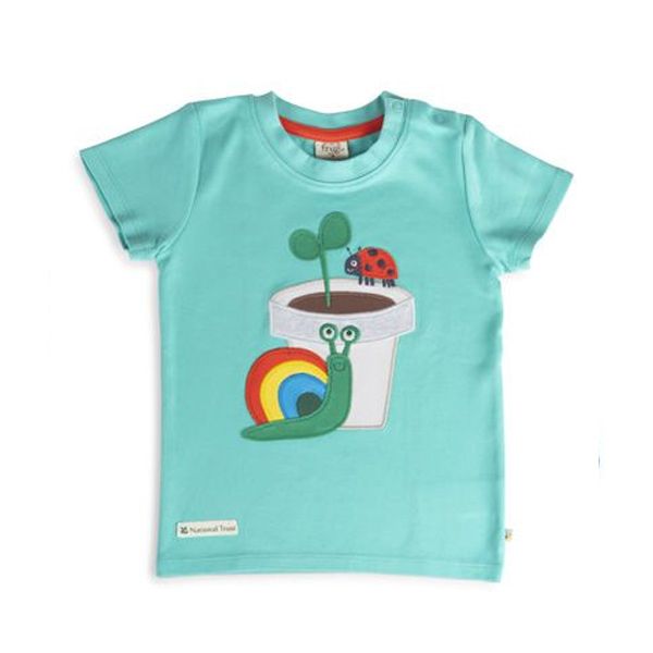 Frugi and National Trust Children's T-shirt, Pacific Aqua/Snail