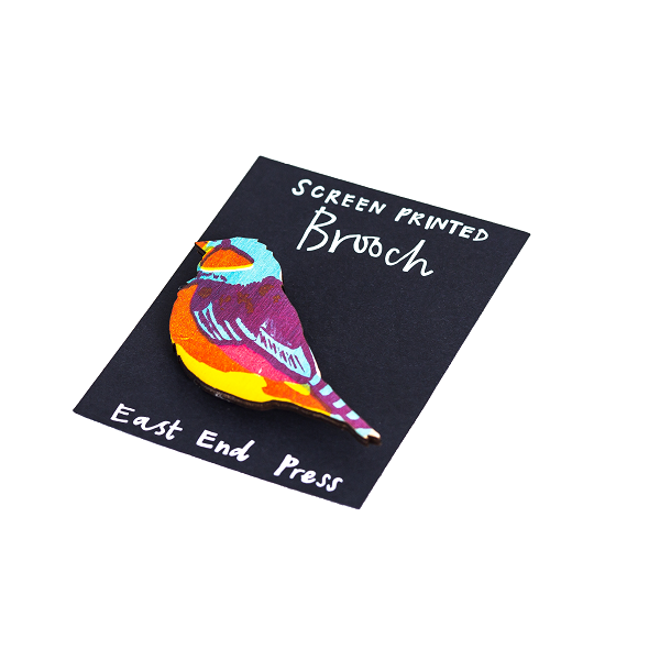 Screen Printed Brooch, Small Bird