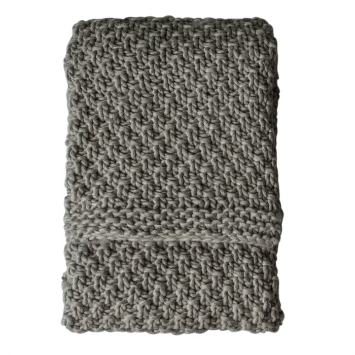 Moss Stitch Chunky Knit Throw Grey