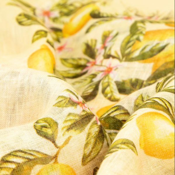 Lemon Print Linen Scarf