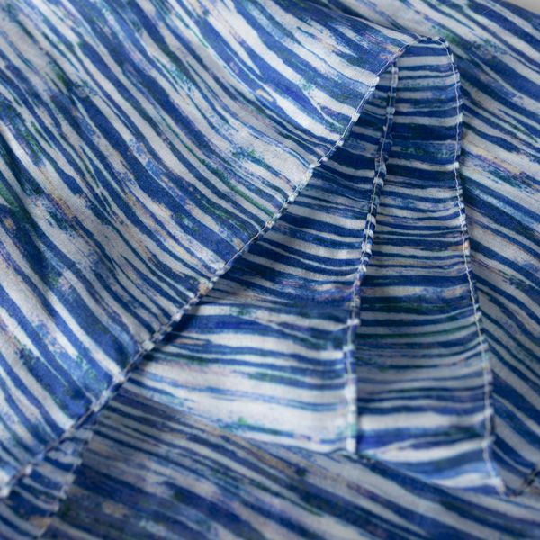 Coastal Stripe Blue Print Silk Scarf