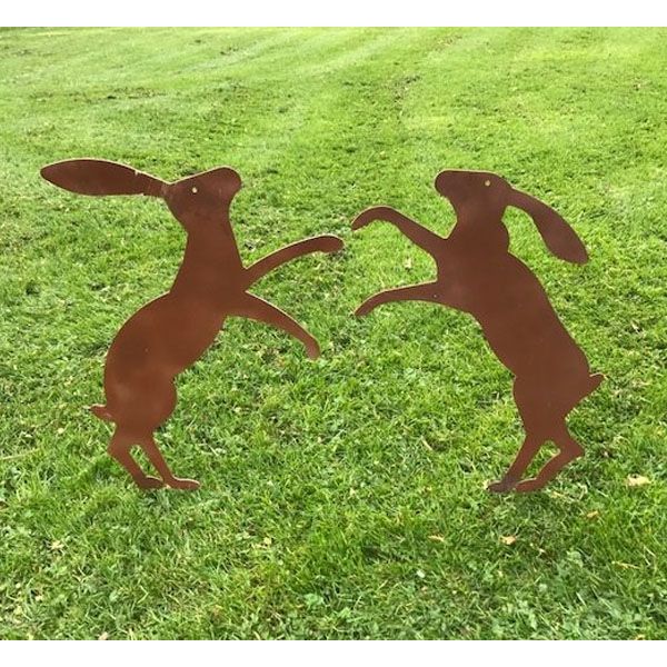 Garden Silhouette Large Boxing Hares