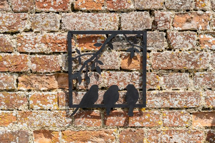 Birds in Frame Wall Ornament, Matte Black