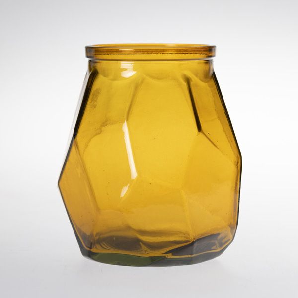 Recycled Glass Origami Vase, Amber