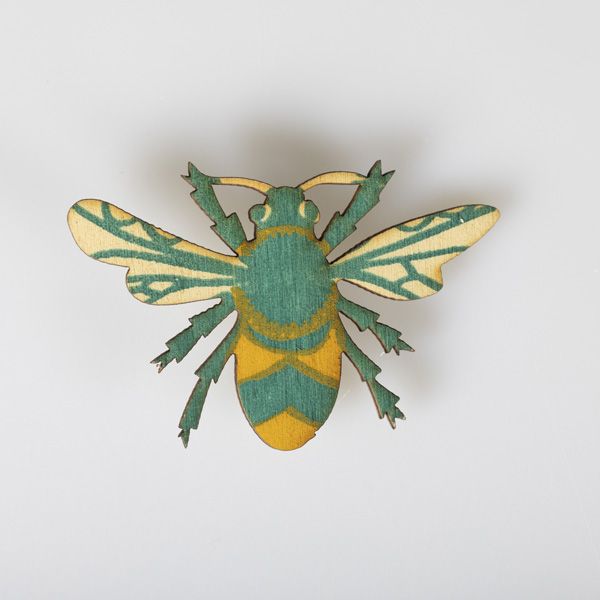 Screen Printed Bee Brooch