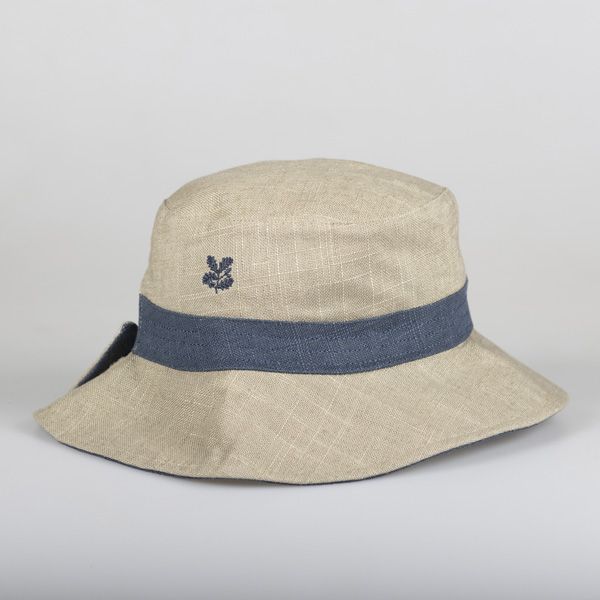 National Trust Reversible Linen Hat, Beige/Blue