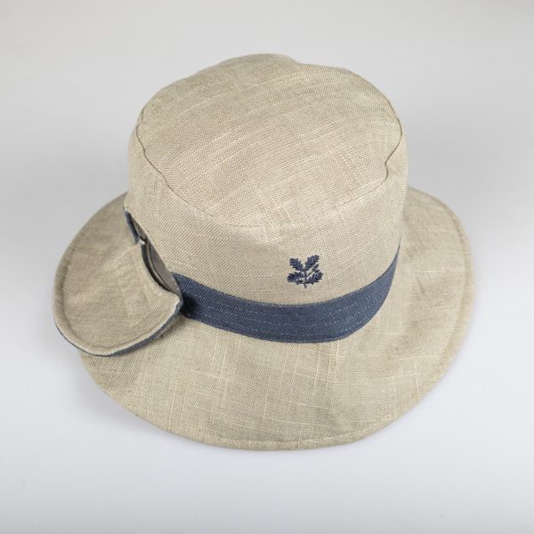 National Trust Reversible Linen Hat, Beige/Blue