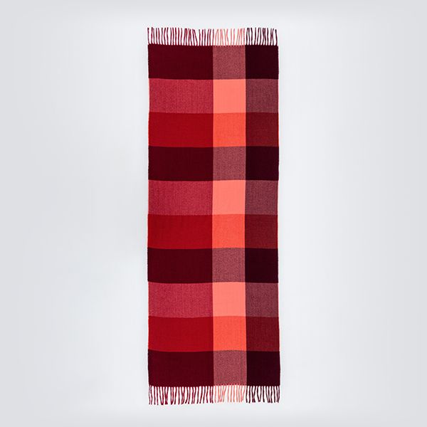 Woven Check Scarf, Burgundy and Red
