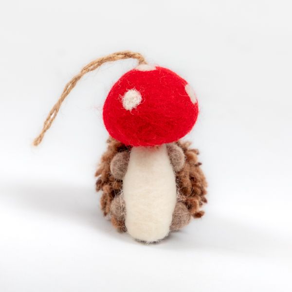 Henri the Hedgehog with Toadstool, Hanging Decoration