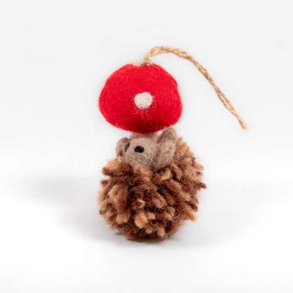 Henri the Hedgehog with Toadstool, Hanging Decoration