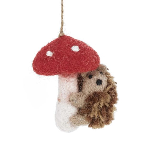 Henri the Hedgehog with Toadstool, Hanging Decoration