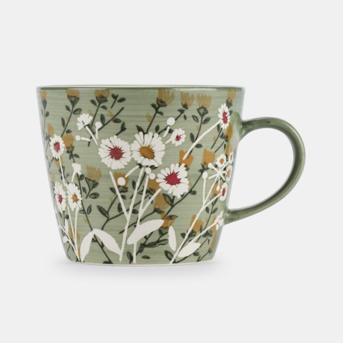 Stoneware Mug, Green Wild Daisy