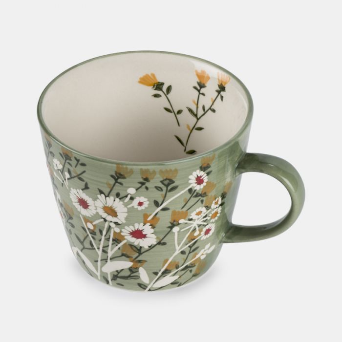 Stoneware Mug, Green Wild Daisy