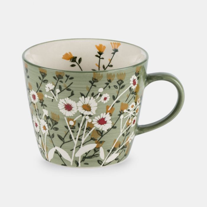 Stoneware Mug, Green Wild Daisy