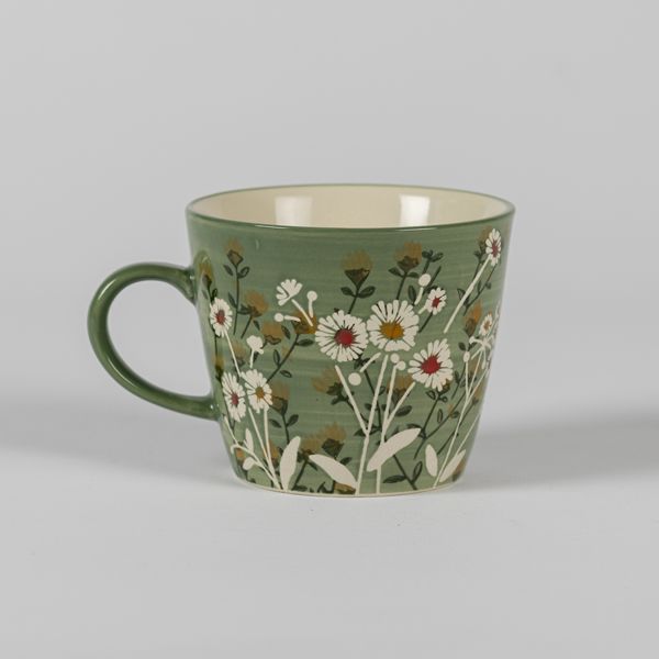 Ceramic Mug, Green Wild Daisy