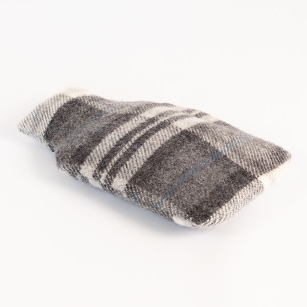 Pure New Wool Hot Water Bottle with Cover, Cottage Grey/Charcoal