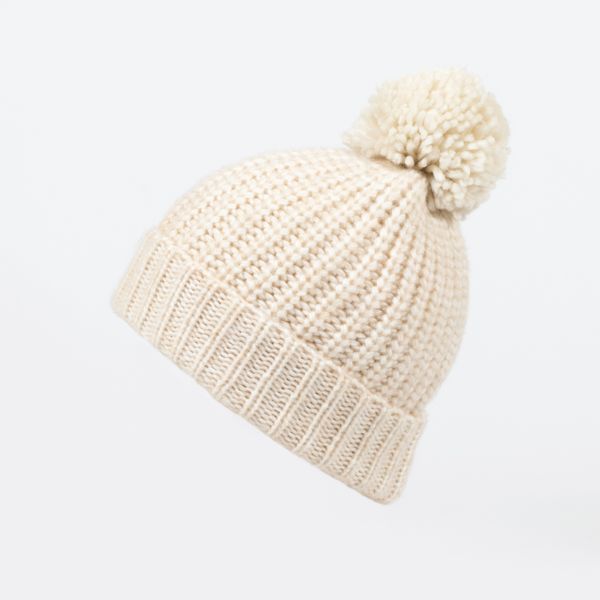 National Trust Knitted beanie with Pom, Cream