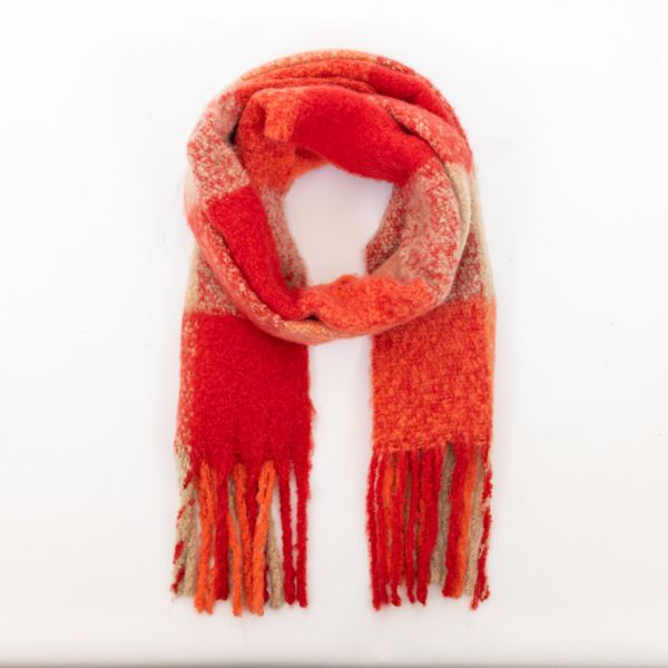 National Trust Brushed Check Scarf, Red