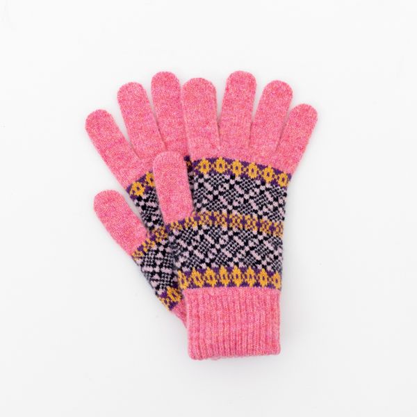 National Trust Fairisle Knit Gloves, Culzean Pink