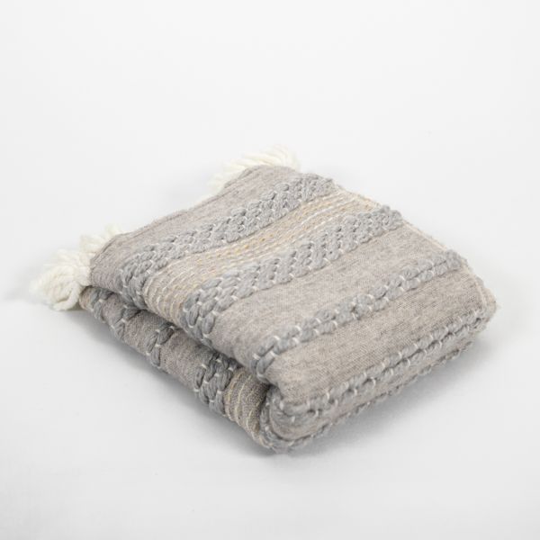 National Trust Grey with Tassels Recycled Throw