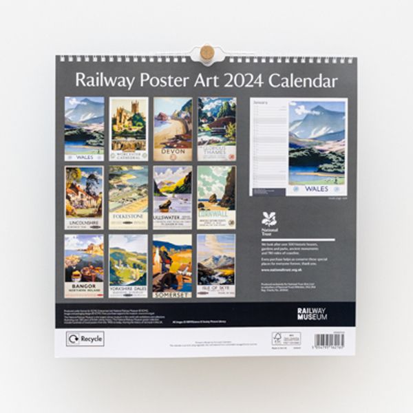 National Trust Railway Poster Art Calendar 2024