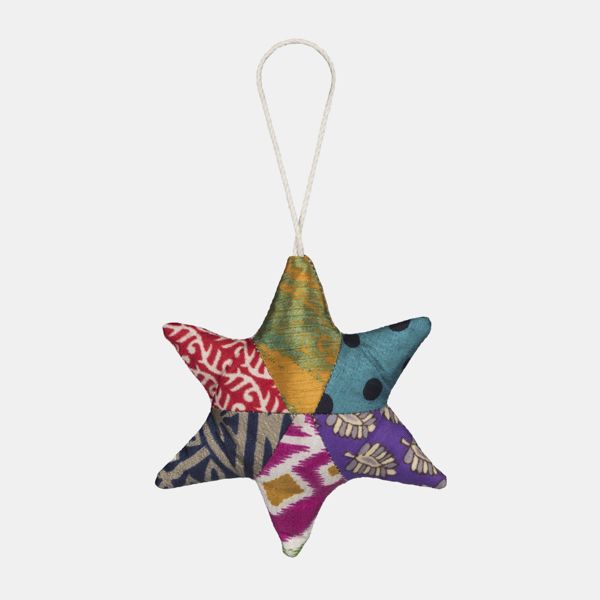 Pri Pri Recycled Multi Colour Sari Star Decoration