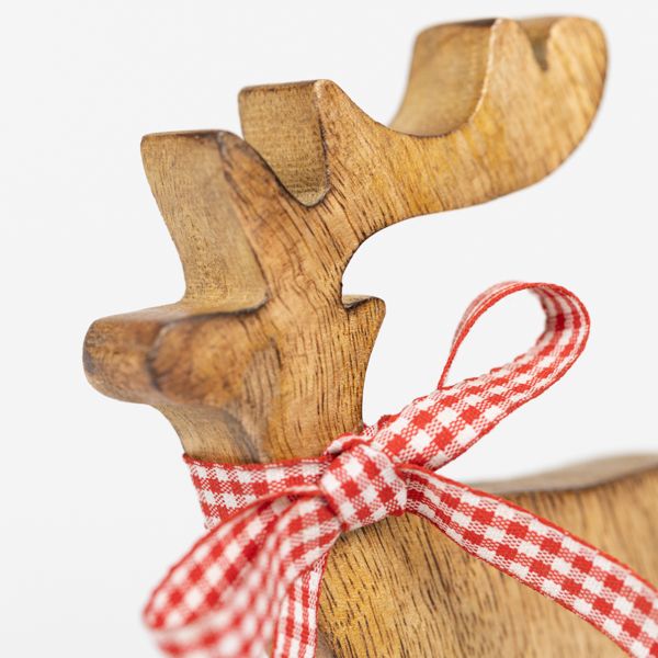 Wooden Reindeer with Bow