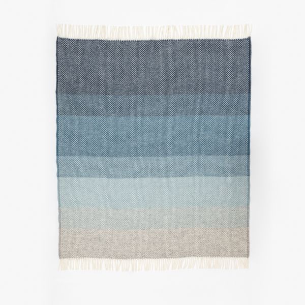 National Trust Pure Wool Throw Ombre Blue Slate