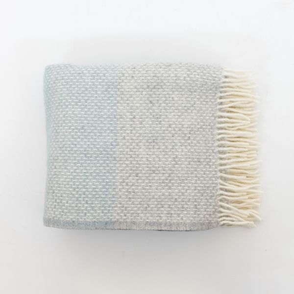 National Trust Pure Wool Throw Ombre Blue Slate