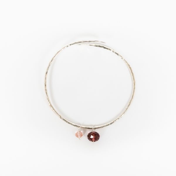 Just Trade Silver Plated Rose Bead Bangle