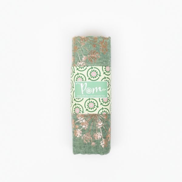 Peace Of Mind Sage Cow Parsley with Foil Recycled Polyester Scarf