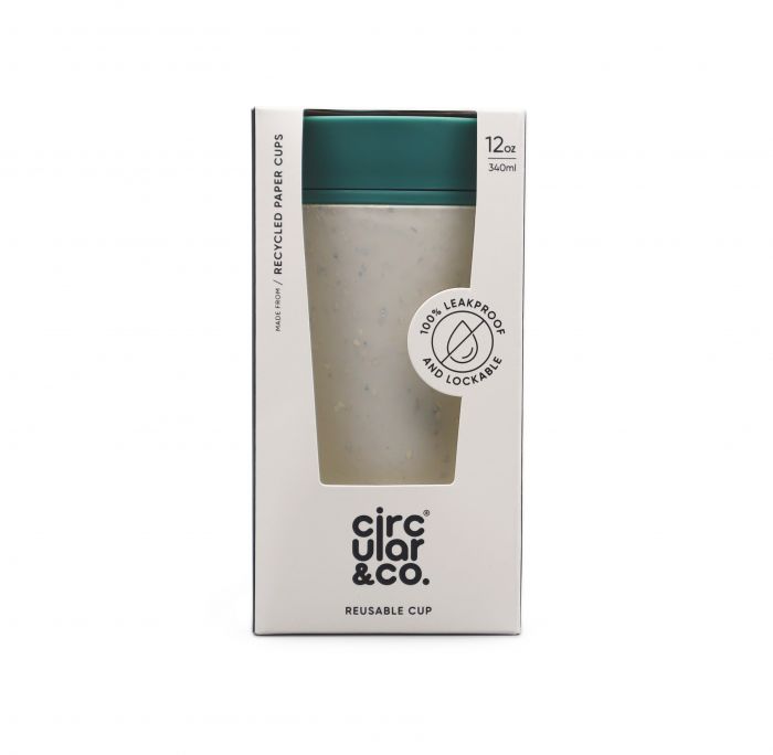 Circular & Co 12oz Chalk and Aqua Marine Green Reusable Coffee Cup