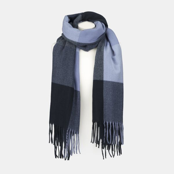 National Trust Blue and Lilac Woven Check Scarf