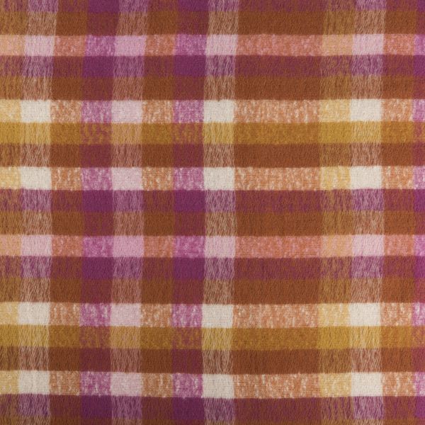 National Trust Rust, Ochre and Pink Light Woven Small Check Scarf