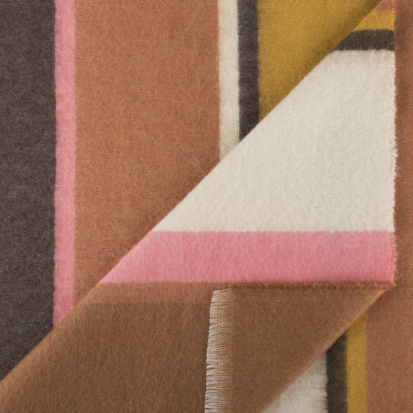 National Trust Tan, Ochre and Pink Wide Stripe Scarf