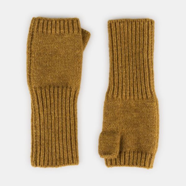 National Trust Mustard Knitted Wrist Warmers