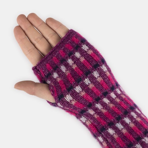 Peace of Mind Purple and Fuchsia Geometric Wrist Warmers