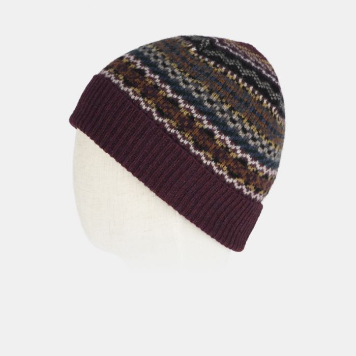 National Trust Fairisle Knit Burgundy Hat