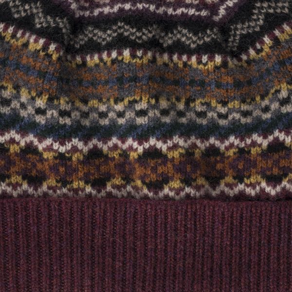 National Trust Fairisle Knit Burgundy Hat